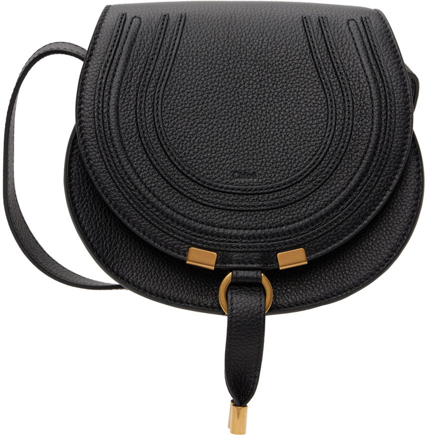 Chloé Marcie Small Leather Saddle Bag Black