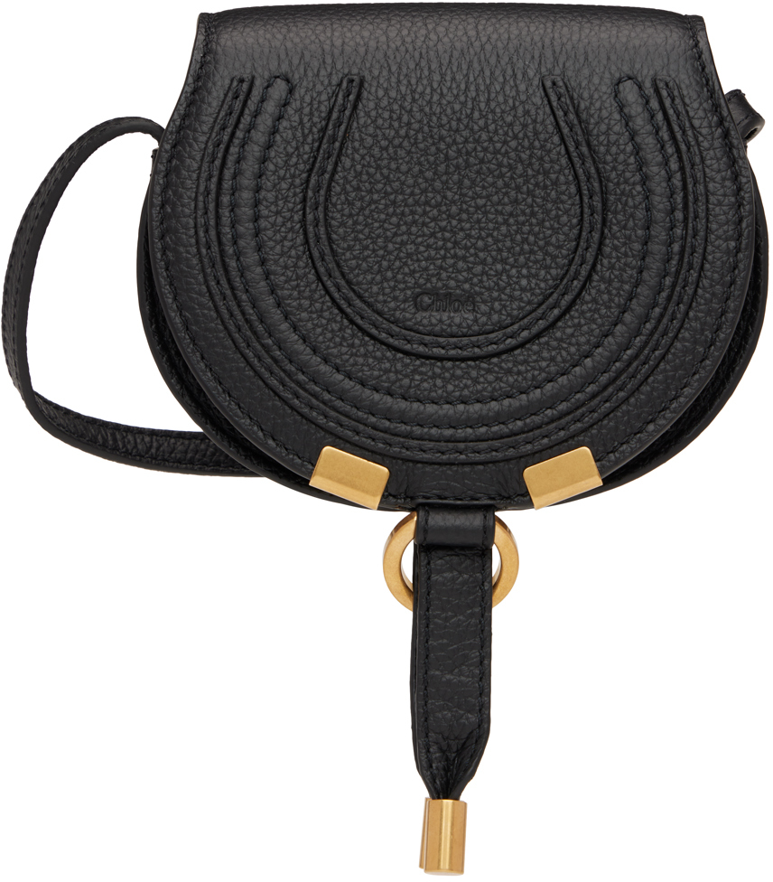 Chloé: Black Nano Marcie Saddle Bag | SSENSE UK