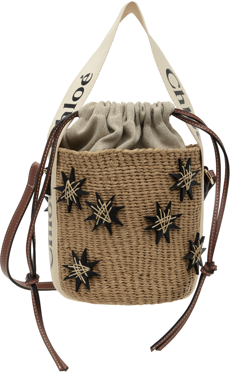 Chloé Beige Small Woody Basket Bag In 27s Sepia Brown