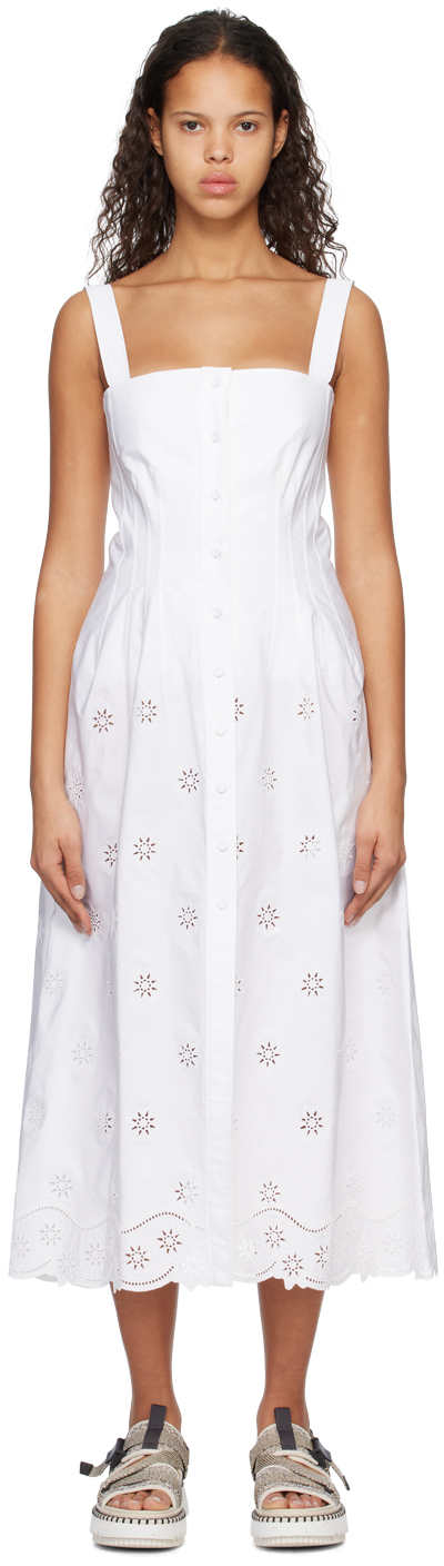 Shop Chloé White Akanjo Edition Pinafore Midi Dress In 101 White