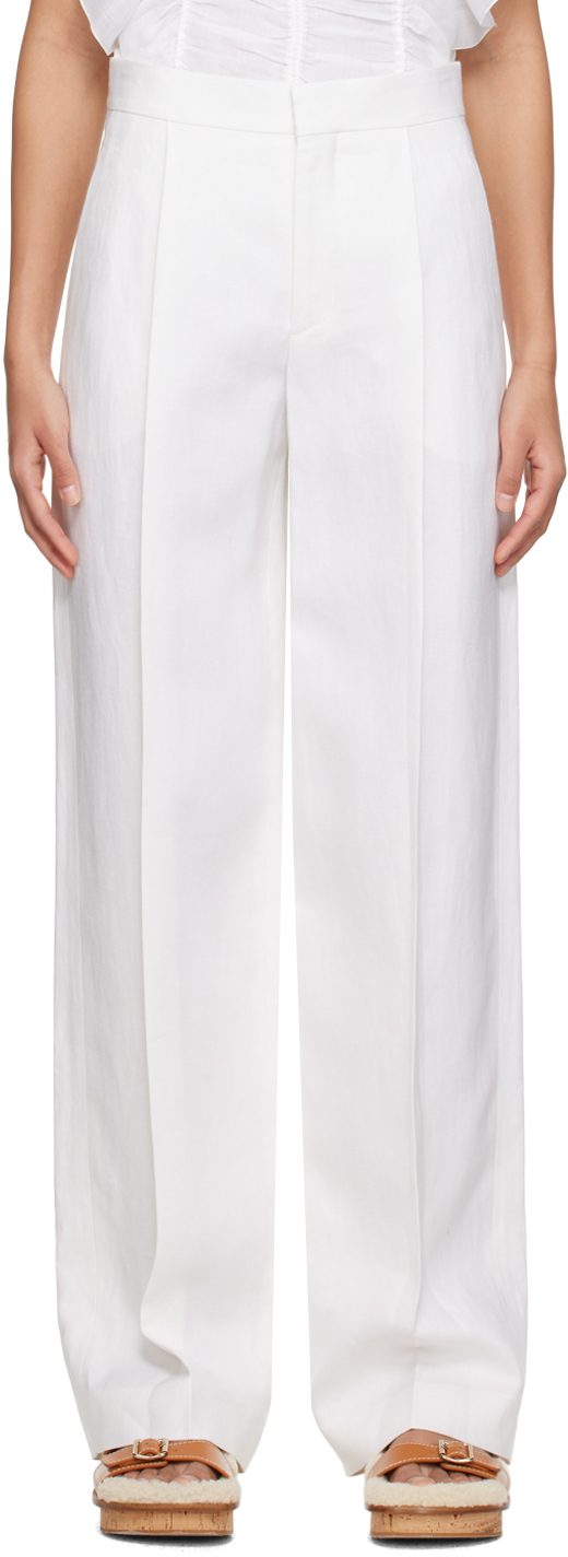 Shop Chloé White Wide-leg Trousers In 107 Iconic Milk