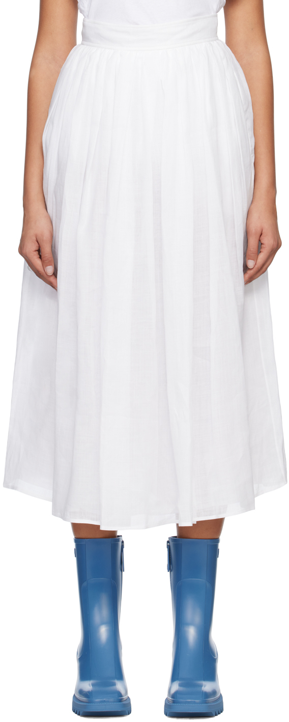 Chloé White Pleated Midi Skirt