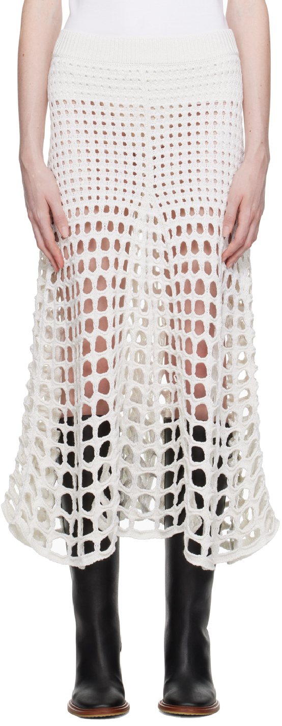 Chloé White Flared Midi Skirt