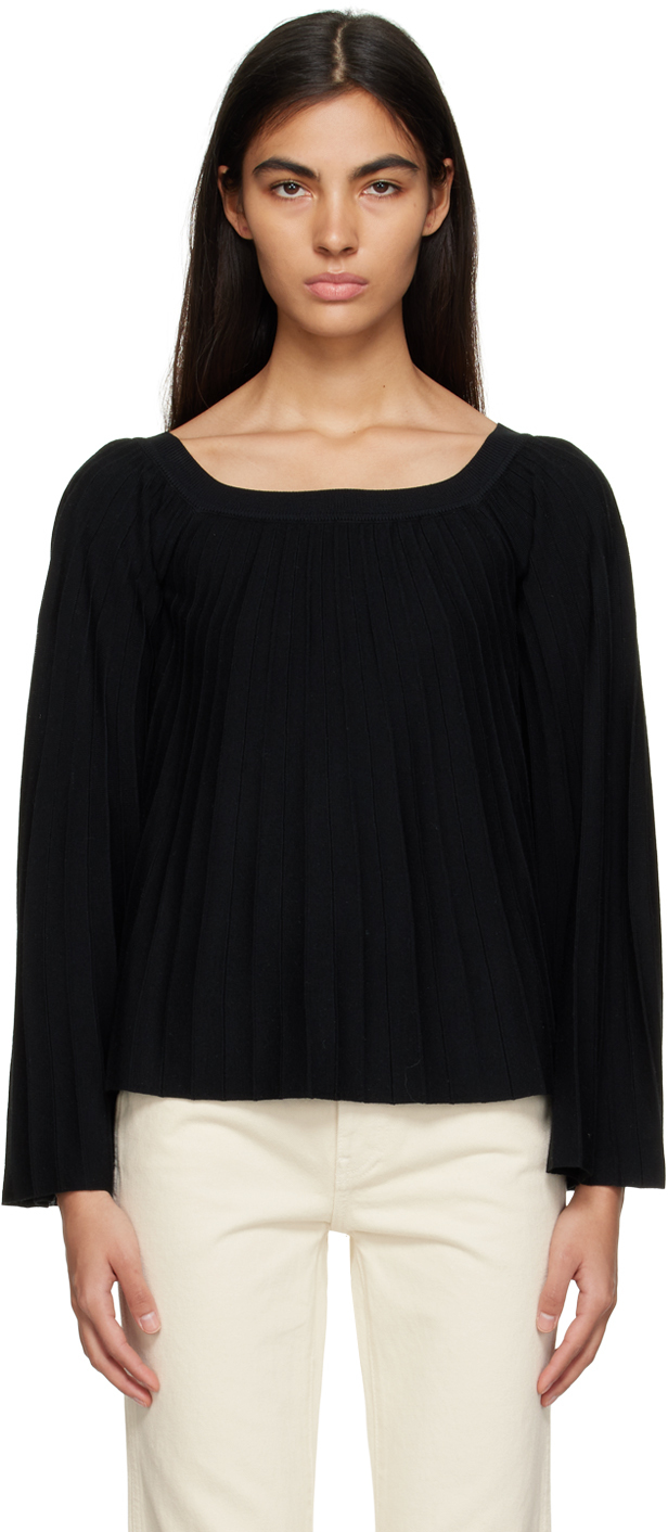 Chloé Black Pleated Sweater In 001 Black