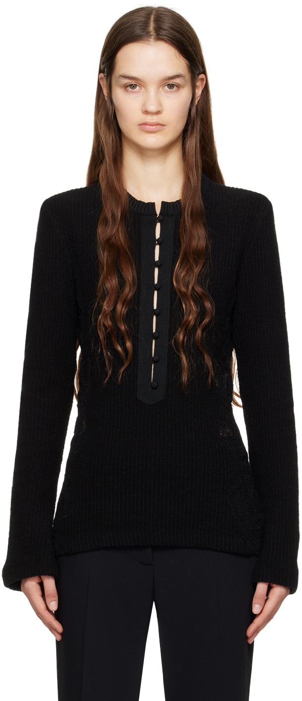 Chloé Black Paneled Sweater In 001 Black