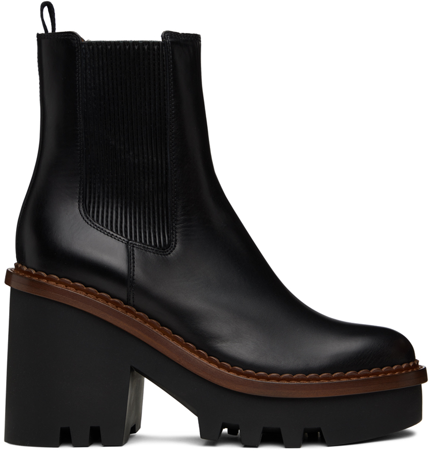 Chloé Black Owena Boots In 001 Black