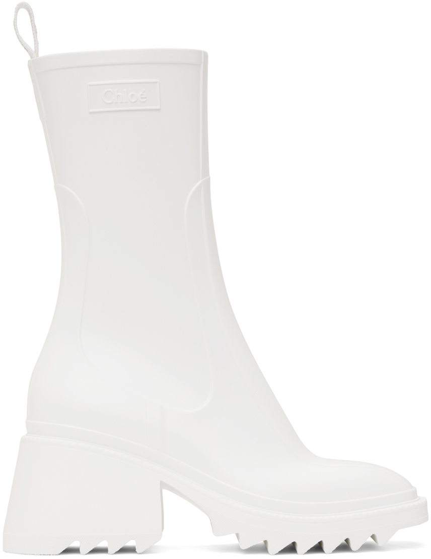 Chloé White Betty Boots In 101 White