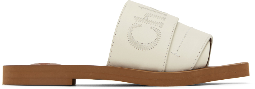 Chloé Off-white Woody Mules In 101 White
