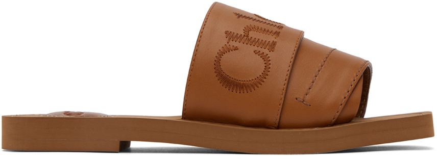 Chloé Brown Woody Mules In 242 Caramello