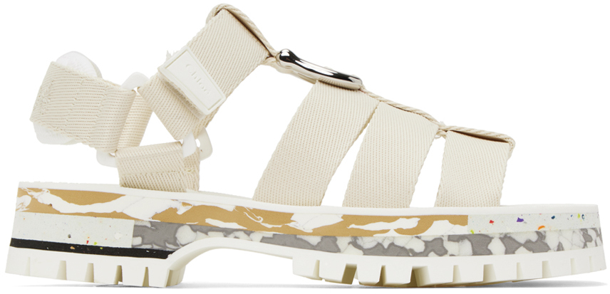 Shop Chloé Off-white Nikie Sandals In 00l Pearly Grey