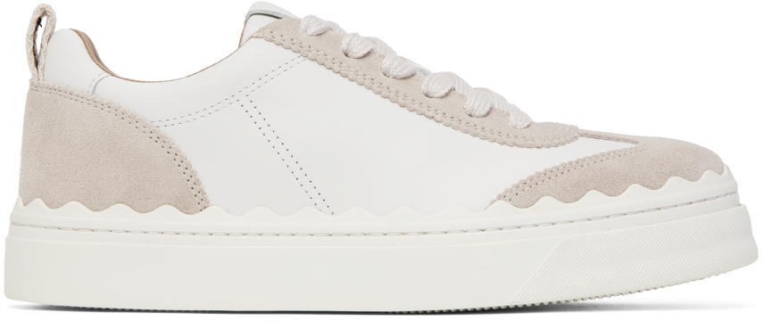 White & Beige Lauren Sneakers by Chloé on Sale