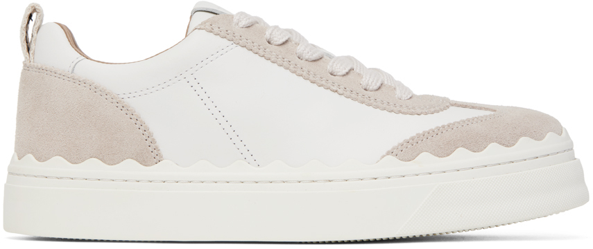 Chloé White & Beige Lauren Sneakers In 90z White - Beige 1
