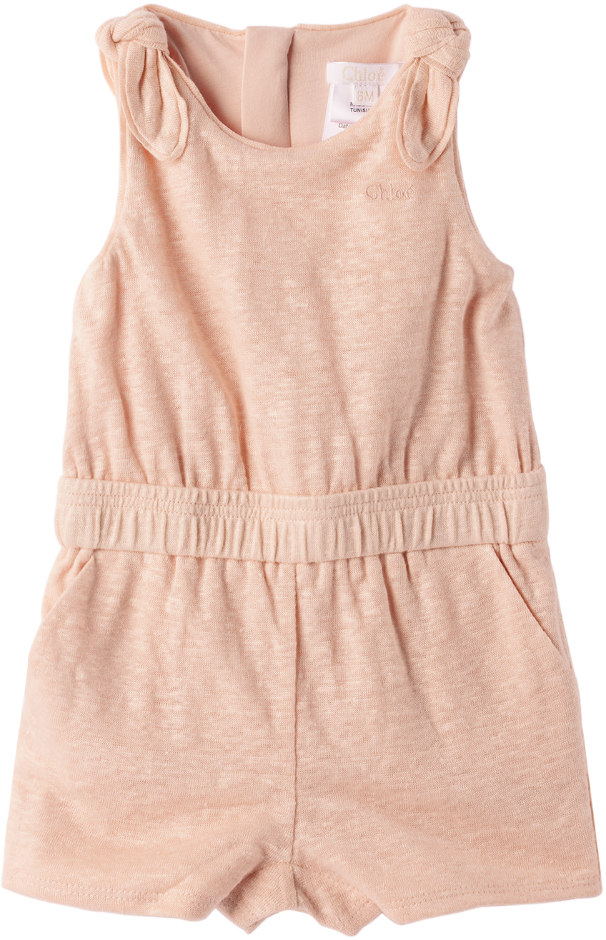 Chloé Baby Pink Embroidered Romper In 45k Pink