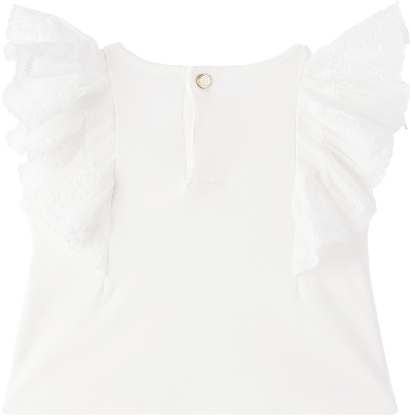 Chloé Baby White Ruffled T-shirt In 117 Offwhite