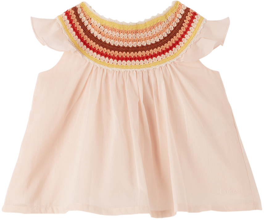 Chloé Baby Pink Crocheted Trim Top In 45k Pink