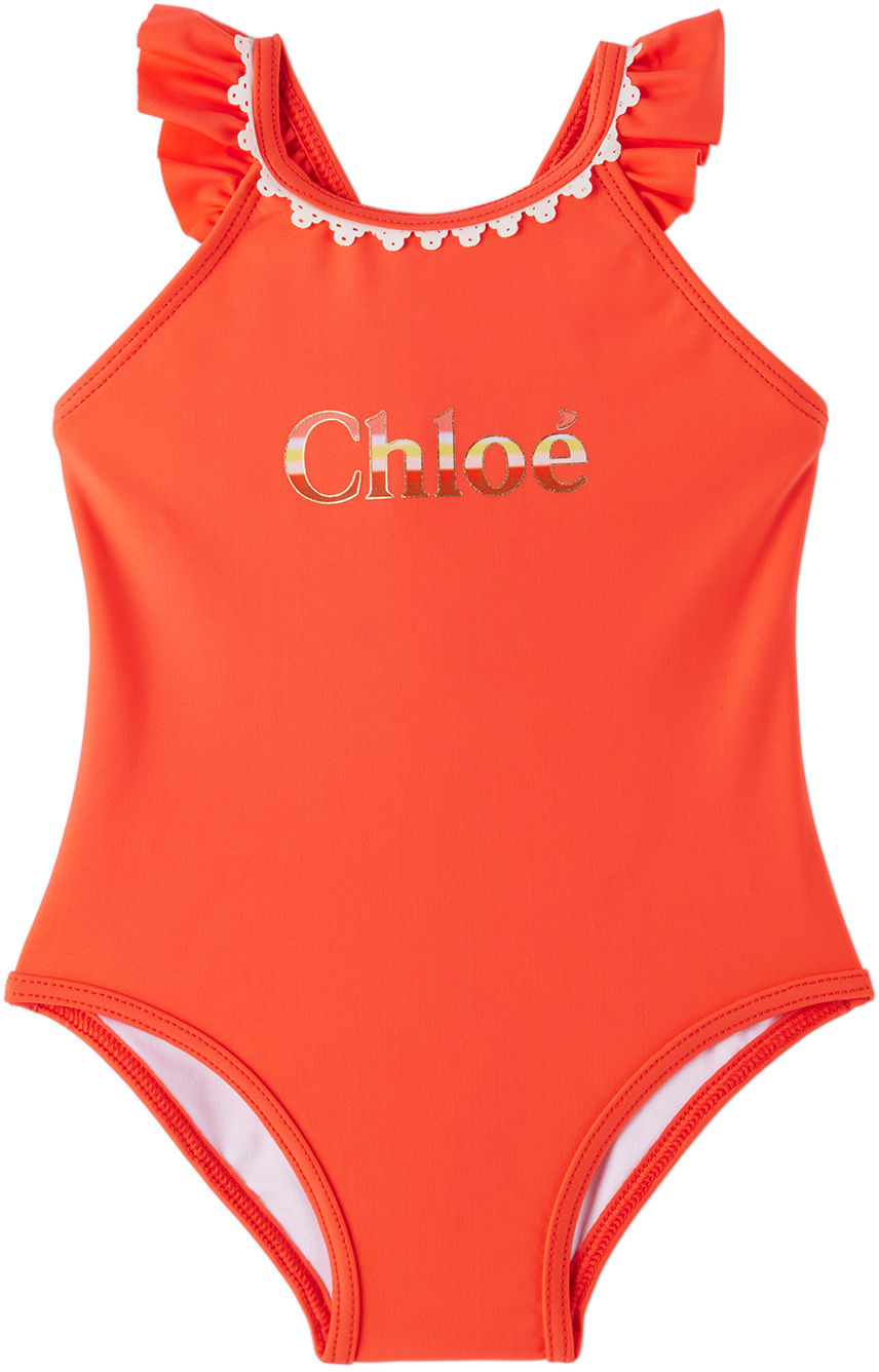 Chloé Recycled Lycra One Piece Swimsuit In Red