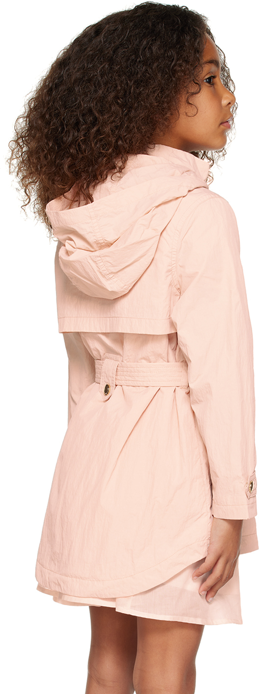 Chloé Kids Pink Belted Coat In 45k Pink