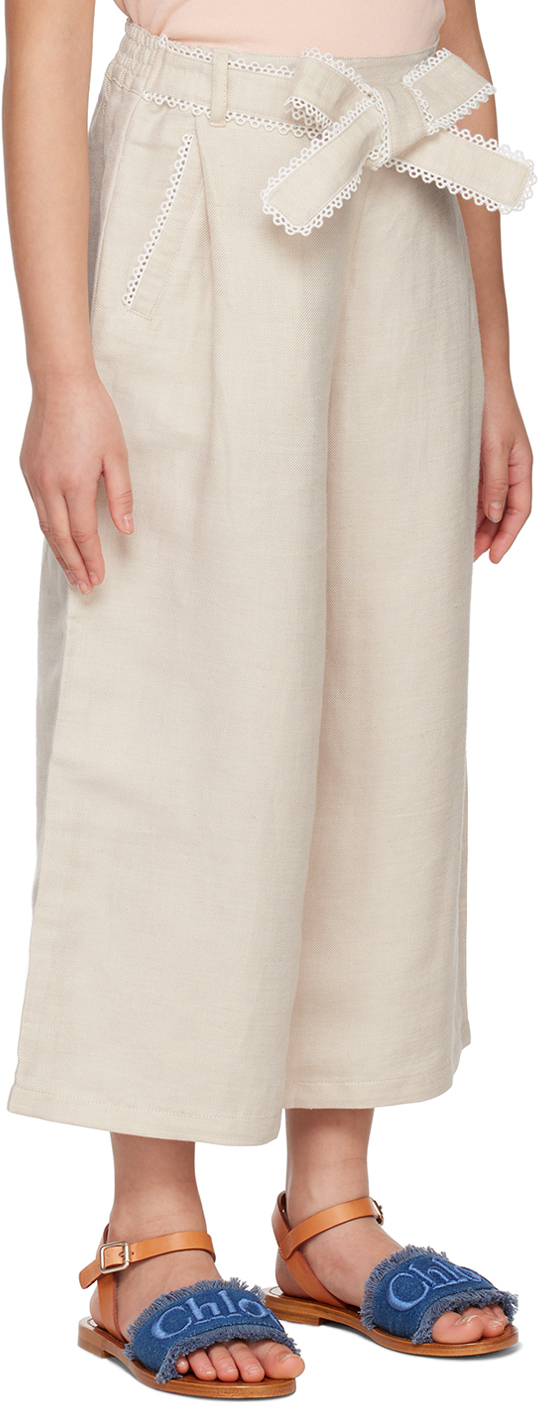 Chloé Guipure-trim Wide-leg Trousers In 133 Ivory
