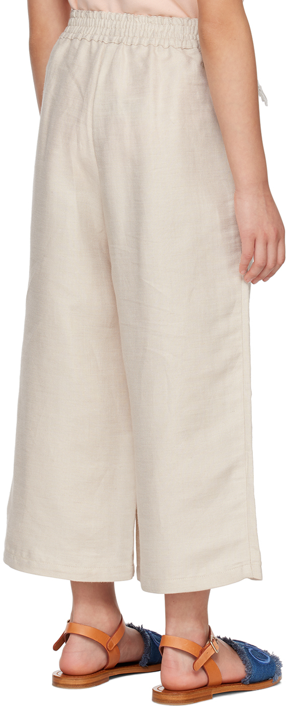 Chloé Guipure-trim Wide-leg Trousers In 133 Ivory