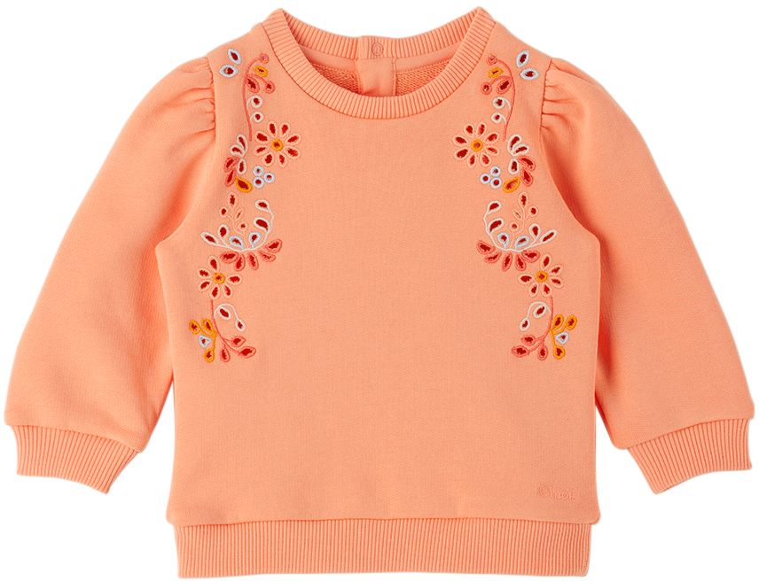 Shop Chloé Baby Pink Embroidered Sweatshirt In 43c Apricot
