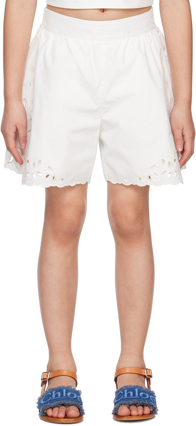 Chloé White Cotton Shorts In 117 Offwhite