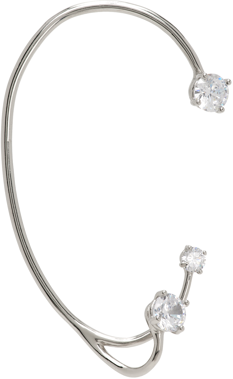 Panconesi Three Point Crystal-embellished Earcuff In Silver