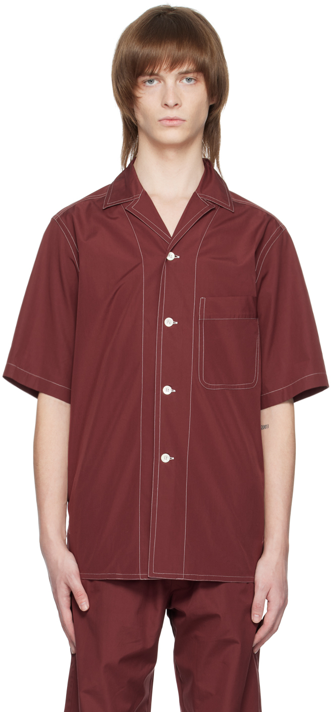 Sébline Camp-collar Cotton-poplin Shirt In Red