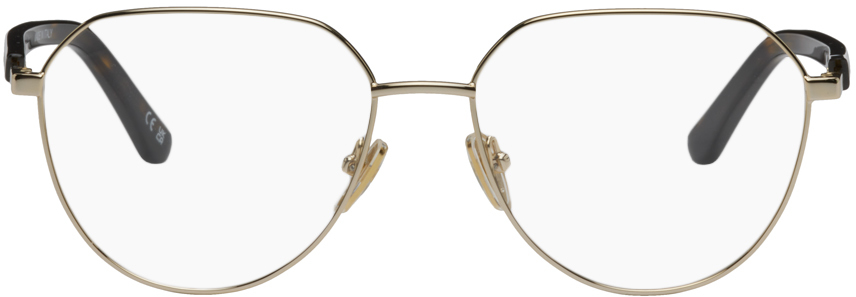 Balenciaga Gold Rectangular Glasses In 002 Shiny Light Gold