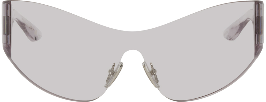 Balenciaga Ssense Exclusive Transparent Shield Sunglasses In Silver
