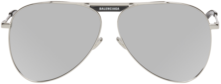 Balenciaga Silver Pilot Sunglasses