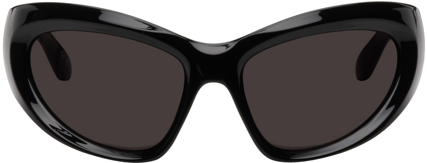 Balenciaga Black Wrap D-Frame Sunglasses | Smart Closet