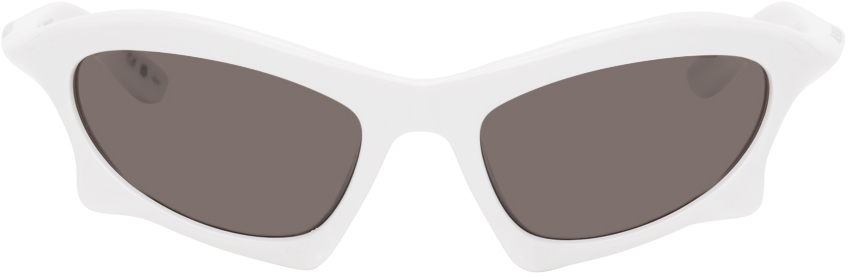 Balenciaga White Bat Rectangle Sunglasses