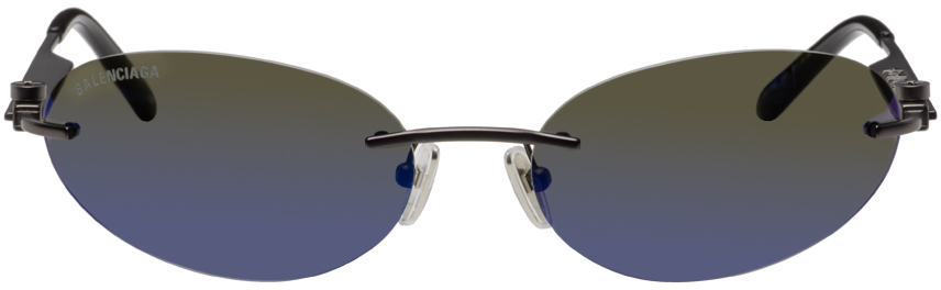Balenciaga Black Rimless Sunglasses In 003 Grey