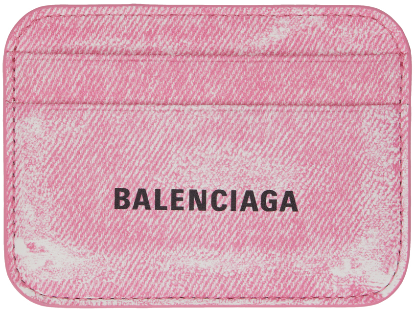 Balenciaga Pink Cash Card Holder In Denim_pink_l_black