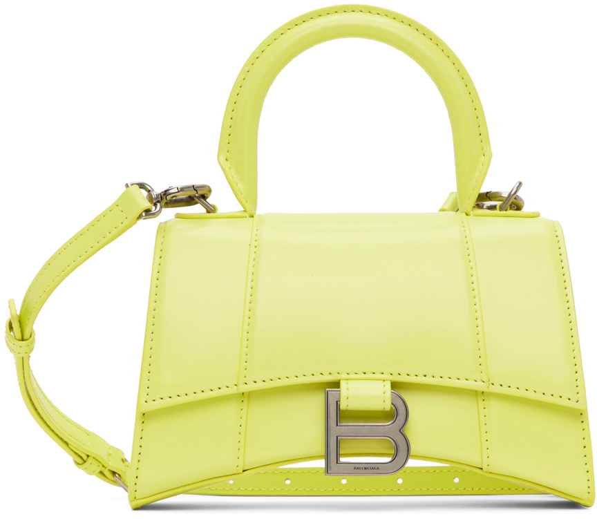 Shop Balenciaga Green Xs Hourglass Bag In 7302 Lime