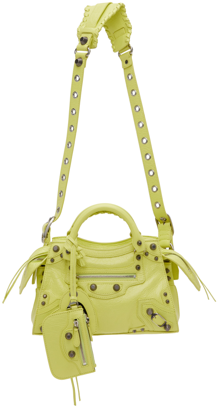 Balenciaga Xs Neo Cagole Leather Shoulder Bag In Green | ModeSens