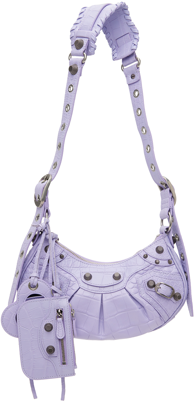 Balenciaga: Purple XS 'Le Cagole' Shoulder Bag | SSENSE Canada