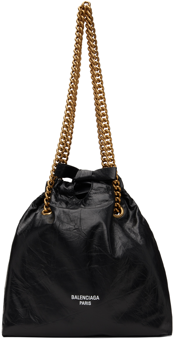 Balenciaga Crush Small Leather Tote Bag In 1000 Black ModeSens