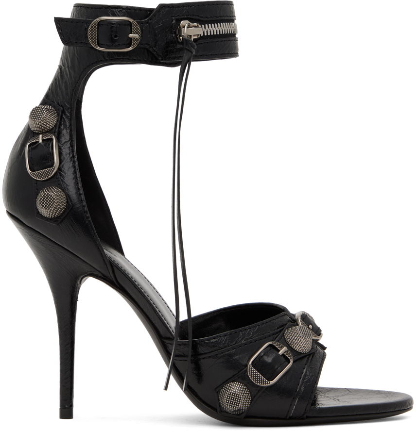 Shop Balenciaga Black Cagole Heeled Sandals In 1081 Black/black/cry
