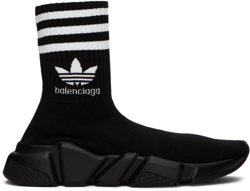 Balenciaga Black Adidas Originals Edition Speed Sneakers In 1009 1009-black/blac