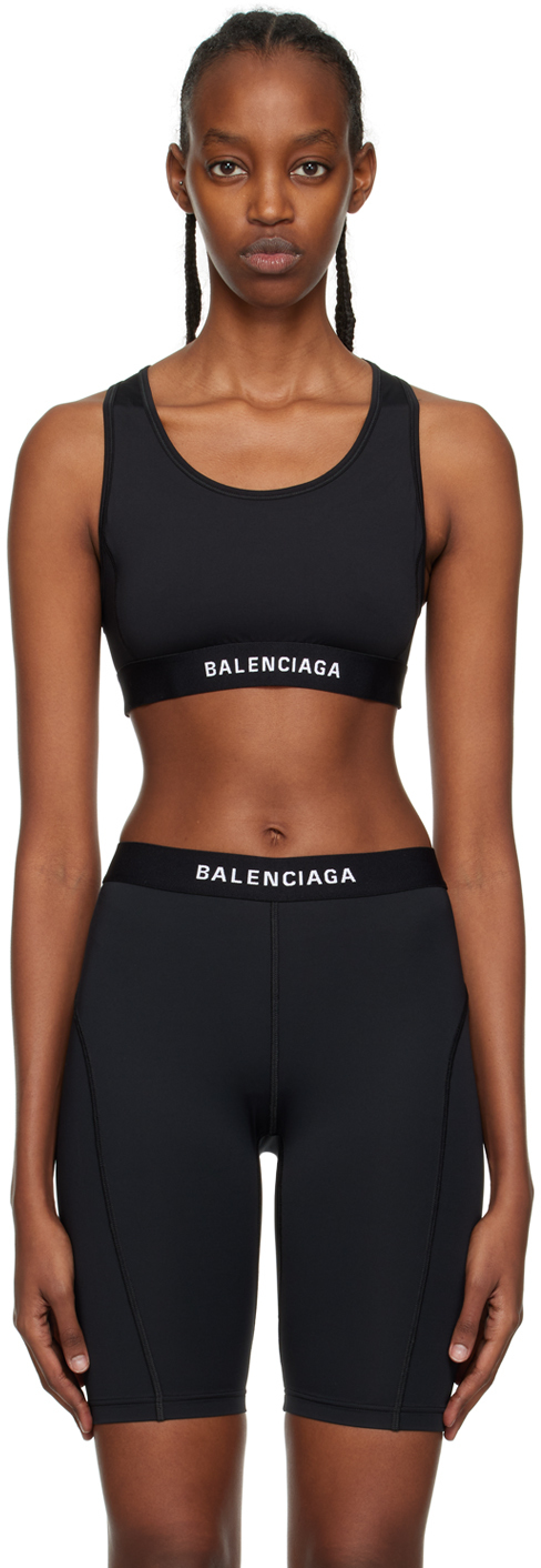 Balenciaga: Black Elastic Sport Bra
