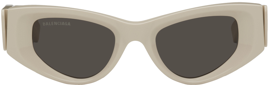 Balenciaga Beige Odeon Cat Sunglasses In Beige-beige-grey
