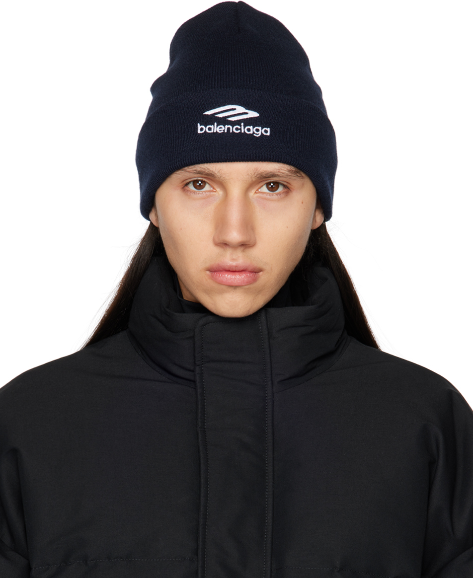 Balenciaga: Navy 3B Sports Icon Beanie | SSENSE