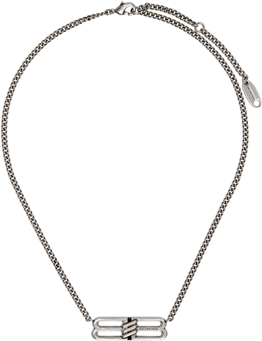 Balenciaga: Silver BB Icon Necklace | SSENSE UK