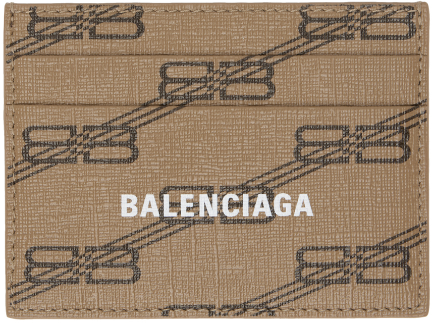 Balenciaga Beige Signature BB Monogram Card Holder