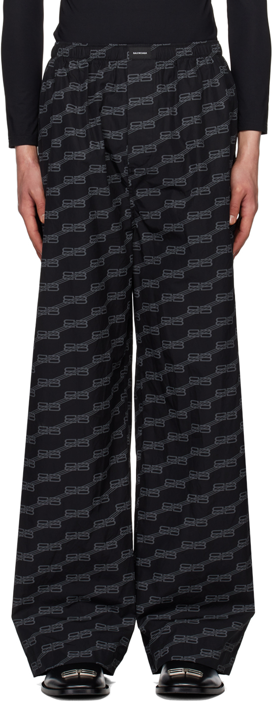Balenciaga: Black BB Monogram Pyjama Pants | SSENSE UK