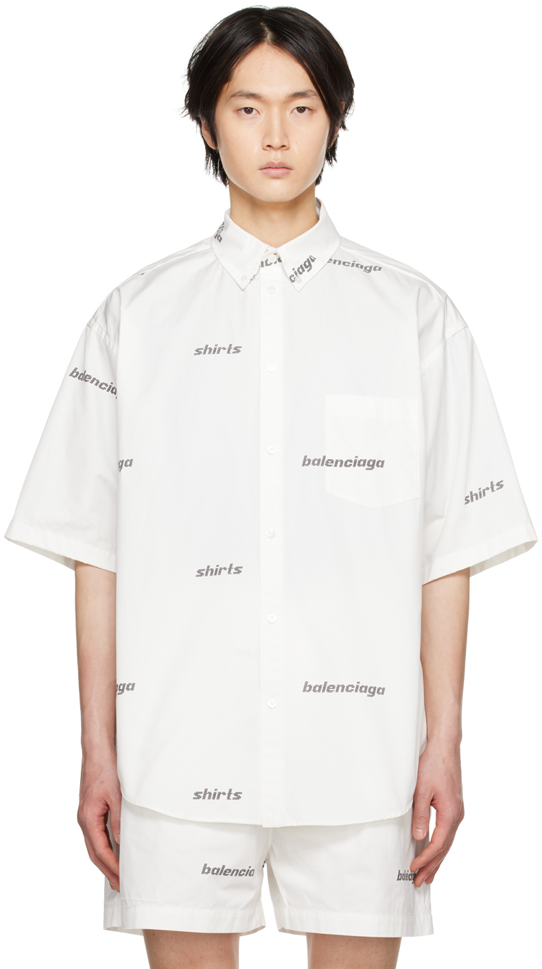 Finde på ansøge maksimum Balenciaga: White Printed Shirt | SSENSE