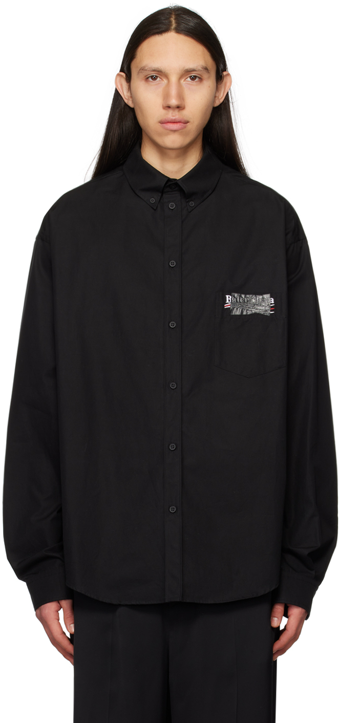 Balenciaga: Black Buttoned Shirt | SSENSE Canada