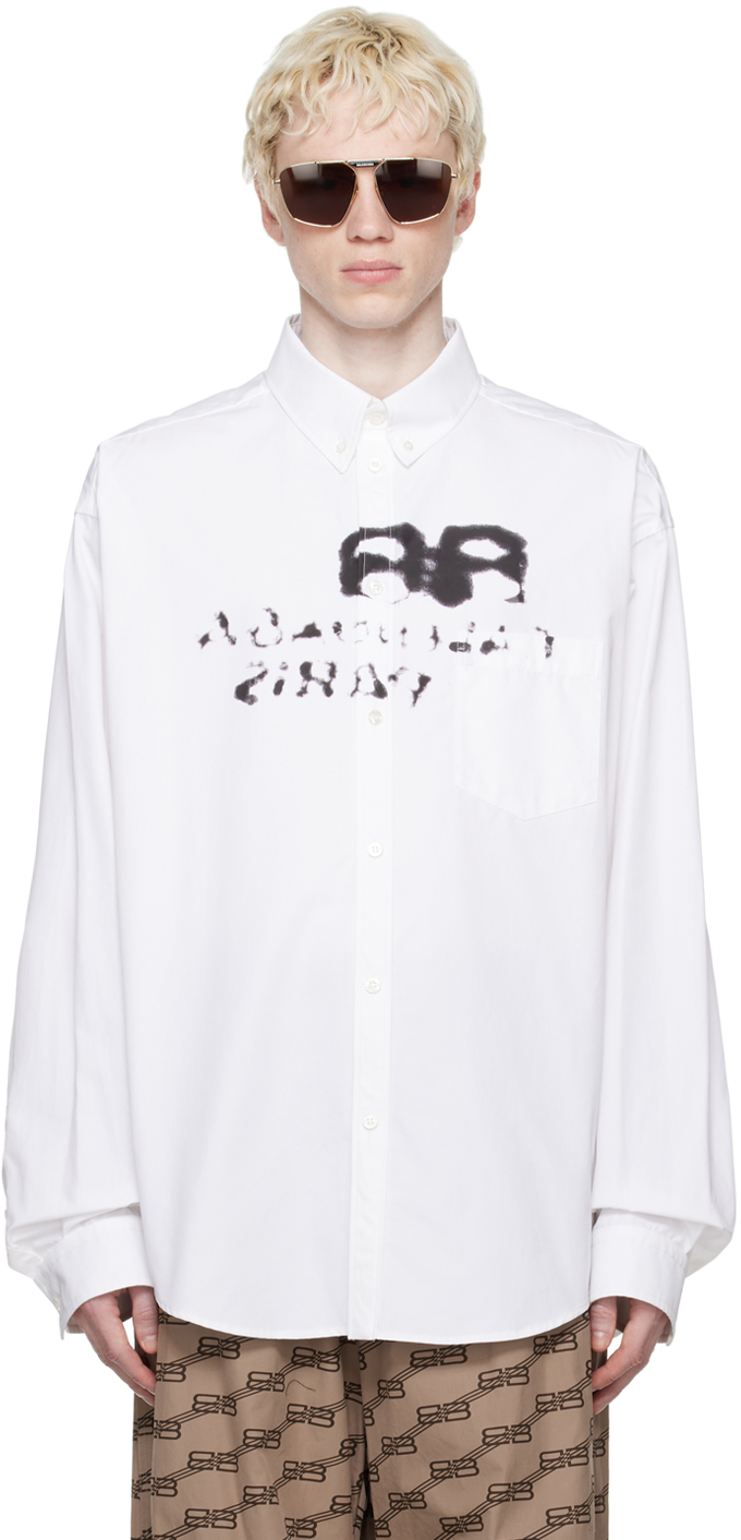 Balenciaga: White Printed Shirt | SSENSE