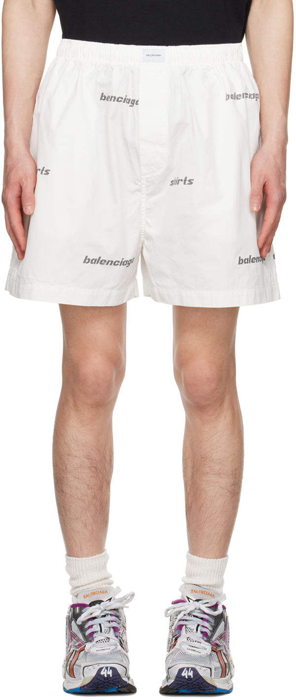 Balenciaga: White Printed Shorts | SSENSE